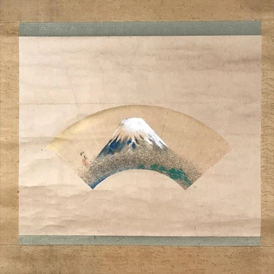 Pergamino Colgante Japonés De Colección Montaje Kakejiku Fuji Ventilador Plegable Paisaje Color KJ77 Foto 1 de 4