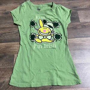Vintage Y2k Happy Bunny Jim Benton Kiss Me I'm Irish Green Juniors Sz M T-Shirt - Picture 1 of 8