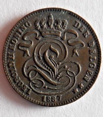 CENTAVO DE Bélgica 1887 - au - Moneda rara de alto valor - Lote #D1 Foto 1 de 2