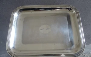 Vintage Christofle France Silver Plated Small Rectangular Guilloche Tray 20th C - Picture 1 of 4