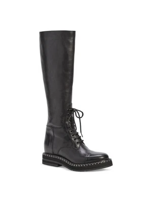 CHLOE Mujer Negro Contraste Noua Puntera Tacón Bloque Botas Cuero Zapatos 38.5 Foto 1 de 4