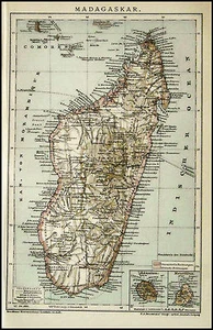1893.Orig.Geographische Karte.MADAGASKAR-MADAGASKAR INSEL AFRIKA.Brockhaus..ETNA  - Bild 1 von 1