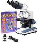 Amscope 40X-2000X Binocular LED Compound Microscope Kit + 3 MP  Camera + Book 