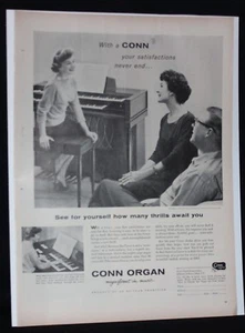 Vintage Life Magazine Ad from 1958 Print Advertising Conn Organs - Picture 1 of 2
