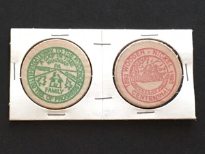 WIND GAP, PA Centennial Madera Nickles 1893-1993 Lote de 2 **BONITO** - Imagen 1 de 6