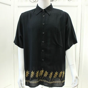 Cambridge Classics Hawaiian Shirt Button Up Mens Size XL Golden Palms Border - Picture 1 of 11
