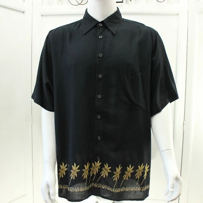 Cambridge Classics Hawaiian Shirt Button Up Mens Size XL Golden Palms Border - Image 1 of 4