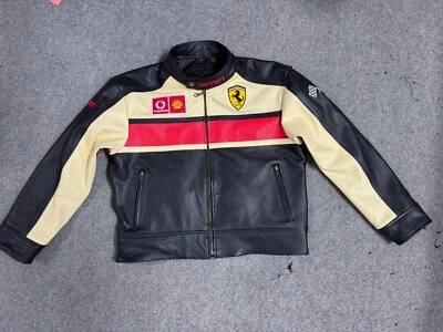 Chaqueta de moto de cuero real personalizada Ferrari Fórmula F1 para hombre Foto 1 de 4