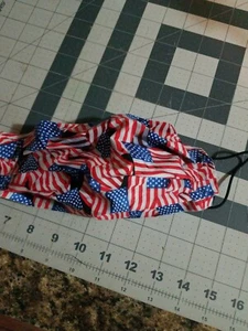 Handmade PATRIOTIC Face Mask, Reusable, Washable, USA FLAG 3 LAYERED w/nose wire - Picture 1 of 3