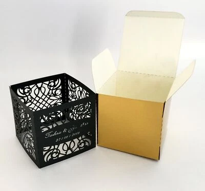 100x Candy Box Laser Cut Black Hollow-Out Wedding Party Favors Paper Gift Box - Image 1 of 4