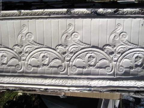 SALE Antique Victorian Ceiling Tin Tile Nouveau Pie Cupboard Chic Torch Fleur De Cover