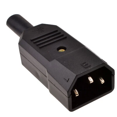 IEC 3 Pin Male Rewirable C14 Plug 250 Volts 5A 5 Amps for 0.75mm2 Cable - Image 1 of 4
