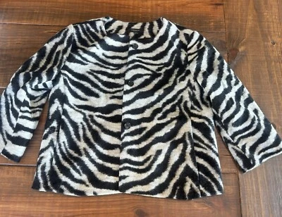 Chaqueta Blazer Ann Taylor Gris Negro Estampado Cebra Mezcla Lana Talla Mediana Foto 1 de 4