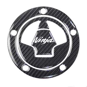 Real Carbon Fiber Oil Tank Fuel Cap Cover Decal Ninja ZX6R/ZX10R/Versys 650/1000 - Picture 1 of 4