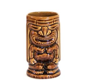 Vintage Tiki Mug Cocktail Cup Ceramic Brown - Picture 1 of 5