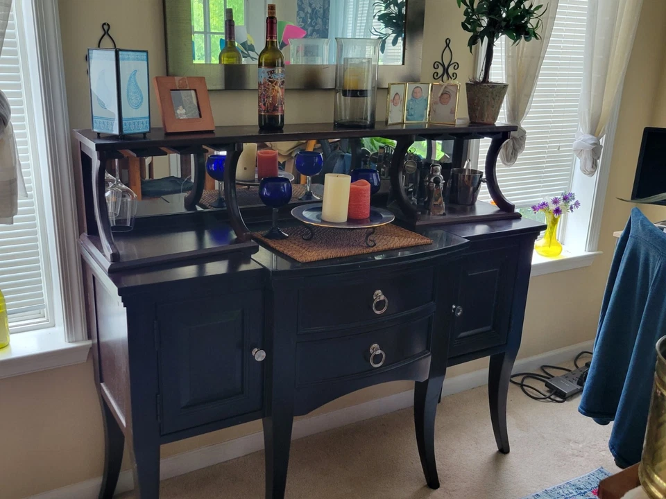 Broyhill Bar 2 piece set w/ silverware draw, wine glass rack and more - Image 1 of 4