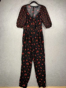 Asos Design Women’s Jumpsuit Black Floral Short Sleeve Back Zipper US 6 UK 10 - Picture 1 of 11