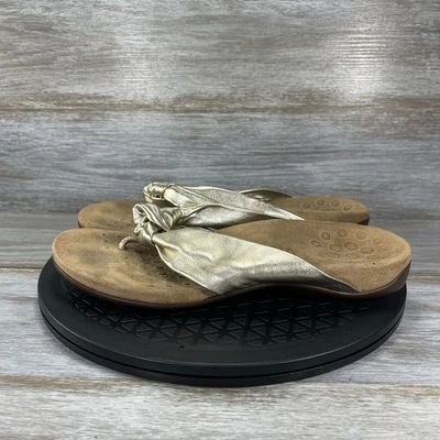 Vionic Women's Pippa Gold Leather Comfort Flip Flop Sandals Size 9.5 - Image 1 of 4