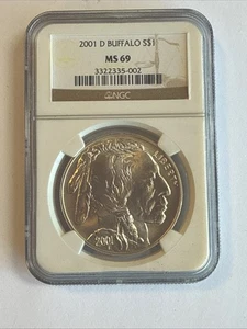 2001-D Buffalo dollaro d'argento NGC MS69 - Foto 1 di 4
