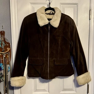 Chaqueta Wilsons Cuero Máxima Marrón Gamuza Piel Sintética Ribete Mujer Grande - Imagen 1 de 13