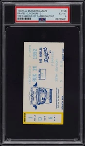 26. August 1992 Dodgers vs. Pirates Ticket Tim Wakefield 1st Career Shutout PSA 6 - Bild 1 von 2