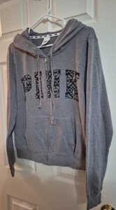 Pink Victoria’s Secret Full Zip Jacke Damen grau meliert Kapuze Gr. Large - Bild 1 von 6