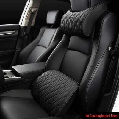 Autositzkissen Nacken Kopfstütze und Rücken Hüftstütze Leder Kissen Set 2 Stück - Bild 1 von 4