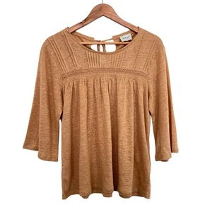 Wrap London Blouse Top Size UK 12 Linen Brown Pleated Lightweight Tie Neck Boho - Picture 1 of 8