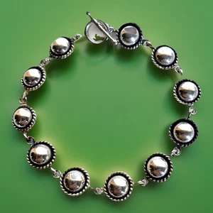 Vintage 16,21 Gramm Sterlingsilber Kuppel mit Drahtseil Gliederarmband, 7-1/2" lang - Bild 1 von 13