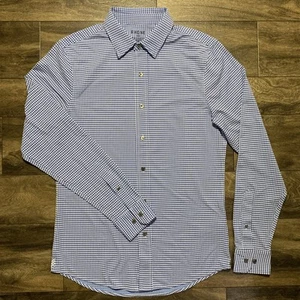 Rhone Hemd Herren Small Commuter Slim blau weiß kariert 100870 Performance Stretch - Bild 1 von 13