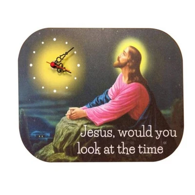 Novelty Wall Clock: "Jesus, would you look at the time",Funny Wooden Wall Clock - Image 1 of 4