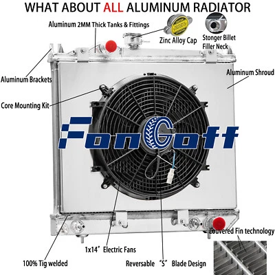 2Row Radiator Shroud Fan FOR 1987-1991 89 Dodge Dakota 2.2L 2.5L 3.9L AT CC981, - Image 1 of 4