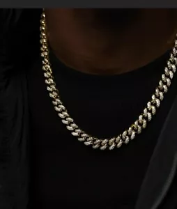 Cuban Link 22" 12MM Diamond Chain - Picture 1 of 3