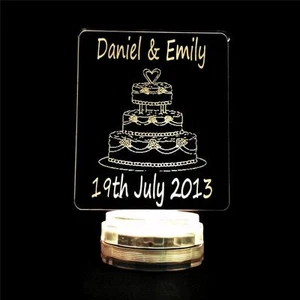 Personalised Wedding Personalised Name 3d Led  Light Colour Changing Cake Topper - Picture 1 of 6