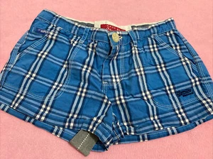 Superdry Blue Check Shorts size XXS - Picture 1 of 4