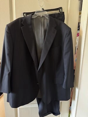 Traje Oscar de La Renta Hombre 2 Piezas Lana Rayas Azul Talla 46R 48x28 Foto 1 de 4