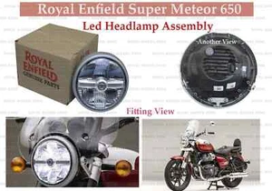 "  Black & Silver Led Headlight Assy. With Blub" Royal Enfield Super Meteor 650 - Picture 1 of 9