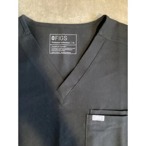 Blusa Médica Figs Leon XL Negra Tres Bolsillos Manga Corta Pullover Cuello en V Adulto - Imagen 1 de 6