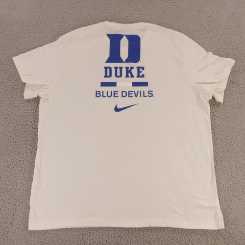 Duke Blue Devils Shirt Mens 2XL XXL White Cotton Blend Nike Logo Basketball Cover