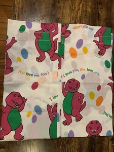 Barney the Dinosaur Vintage 1990’s 2 Panels Curtains Drapes 40.5” W X 43” L - Picture 1 of 5