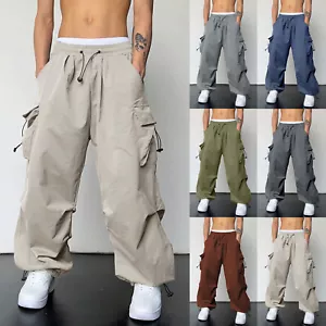 Para hombres Informal Color Cintura Deportes Sombrero Multi Tejido Bolsillo Cuerda para Pie Pantalones Lisos - Imagen 1 de 42