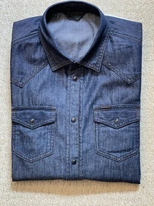 Diesel Barstow Western Slim Fit Pearl Snap Denim Shirt Men's Size L (D3511) - Picture 1 of 10