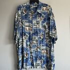 Hollis River Blue Floral Print Hawaiian Shirt Size 2Xlt 100% Rayon