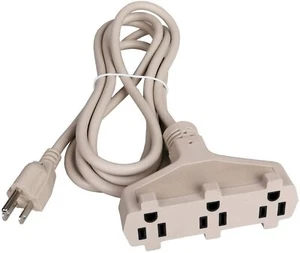 8FT SPT-3 16/3 Indoor Extension Cord 3-Outlet Power Strip 300V 3 Prong Beige ETL - Picture 1 of 6