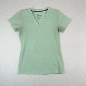 Nike Womens Dri Fit V Neck Short Sleeve Stretch T Shirt Top Mint Green M - Picture 1 of 7