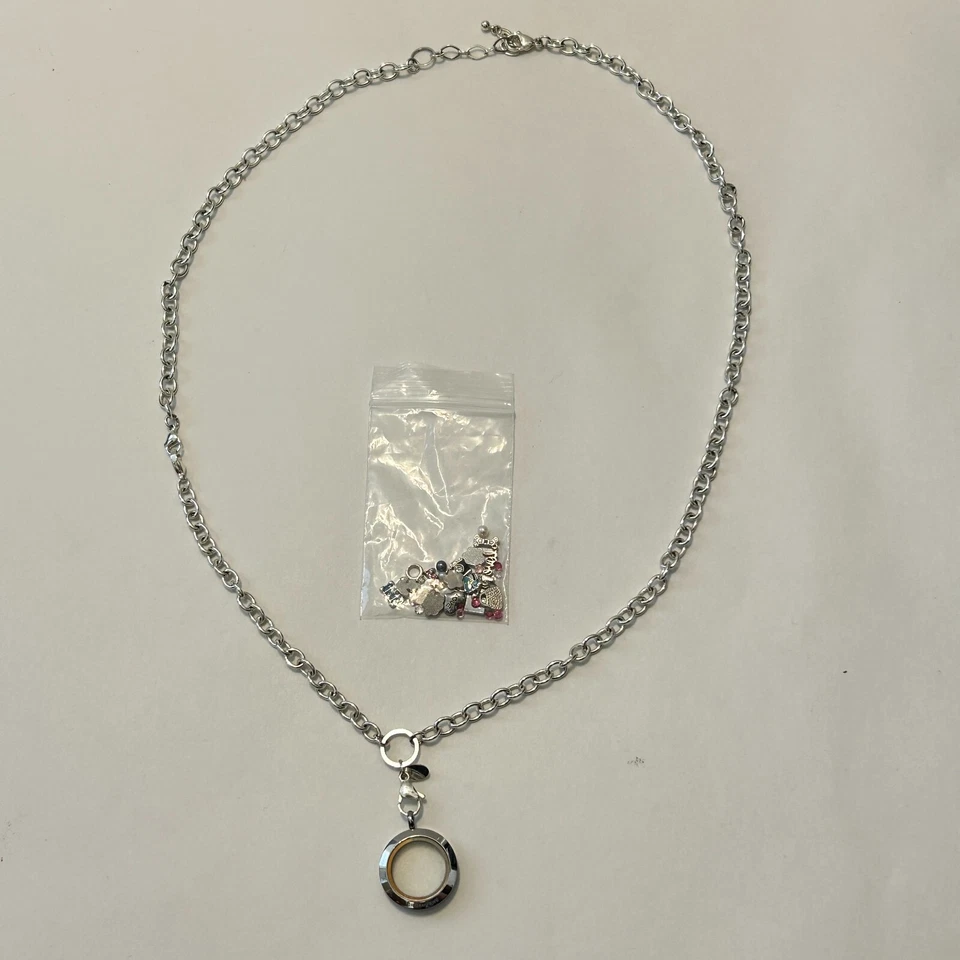 Lote de diamantes de imitación rosa con dijes femeninos medallón cadena collar búho origami Foto 1 de 4