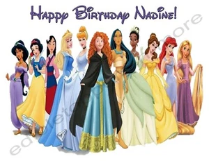 Princesses Personalized Edible Print Premium Cake Toppers Frosting Sheet 5 Sizes - Picture 1 of 4