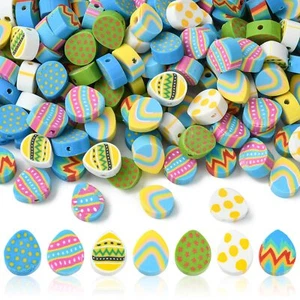 200x Handmade Polymer Clay Easter Egg Spacer Beads for DIY Jewelry Crafts Making - Picture 1 of 7