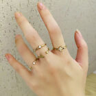 1Set Gold Color Zircon Crystal Finger Rings Set Leaf Moon Arrow Heart Star Ri S1