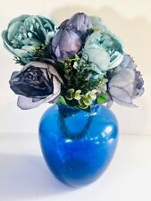 Vase boule bullé vintage couleur cobalt.